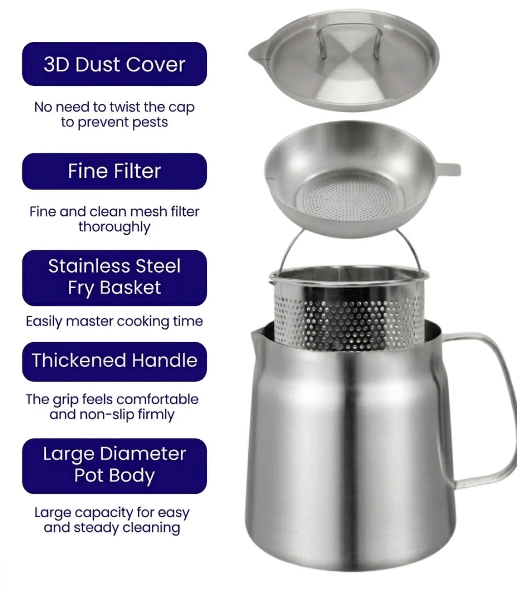Stainless Steel Oil Pot with Strainer and Frying Basket