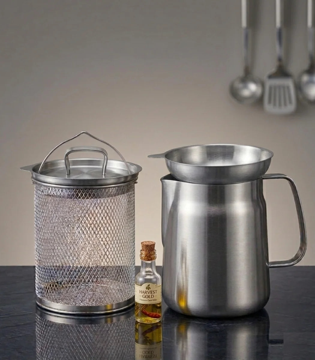 Stainless Steel Oil Pot with Strainer and Frying Basket