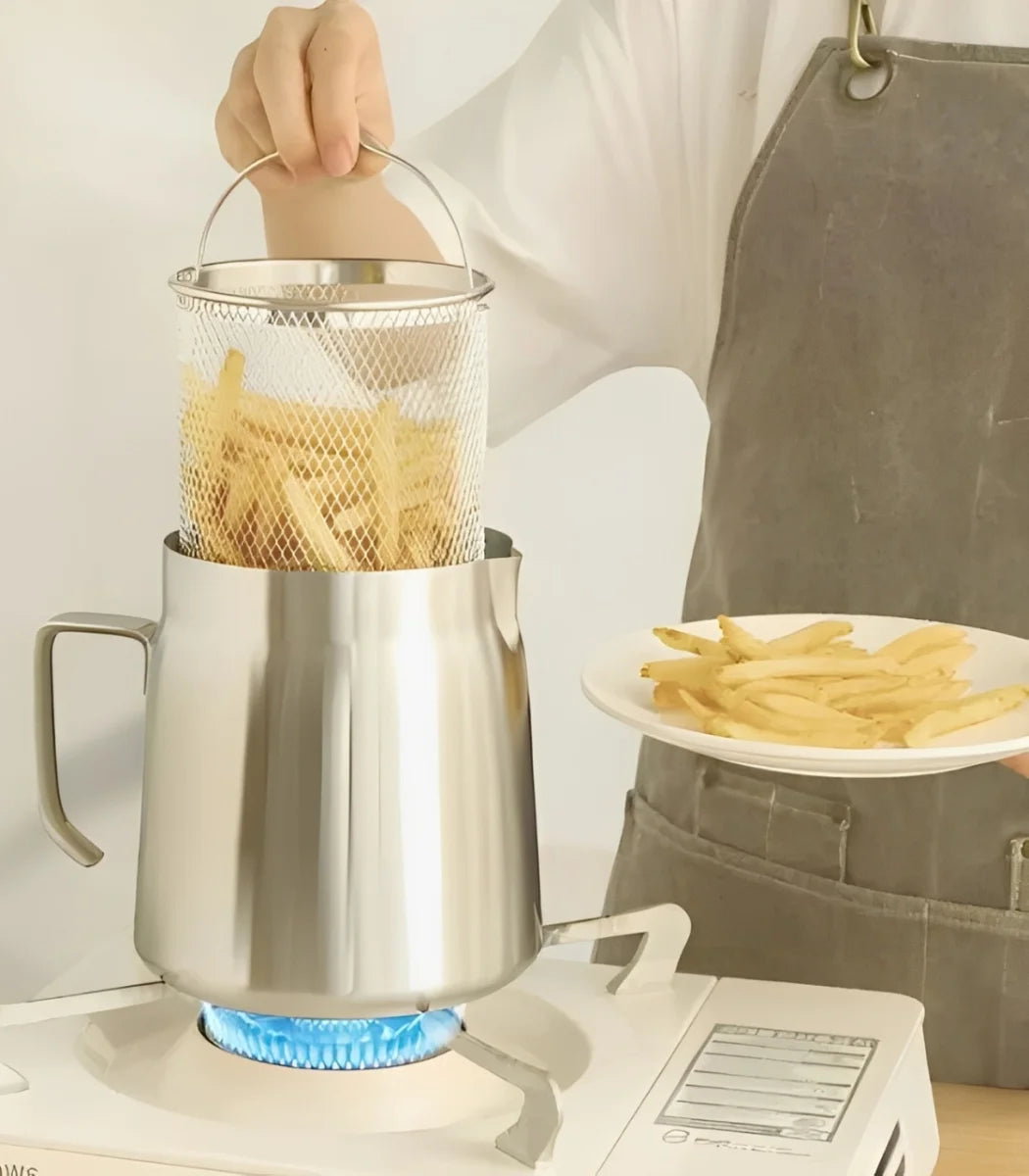 Stainless Steel Oil Pot with Strainer and Frying Basket