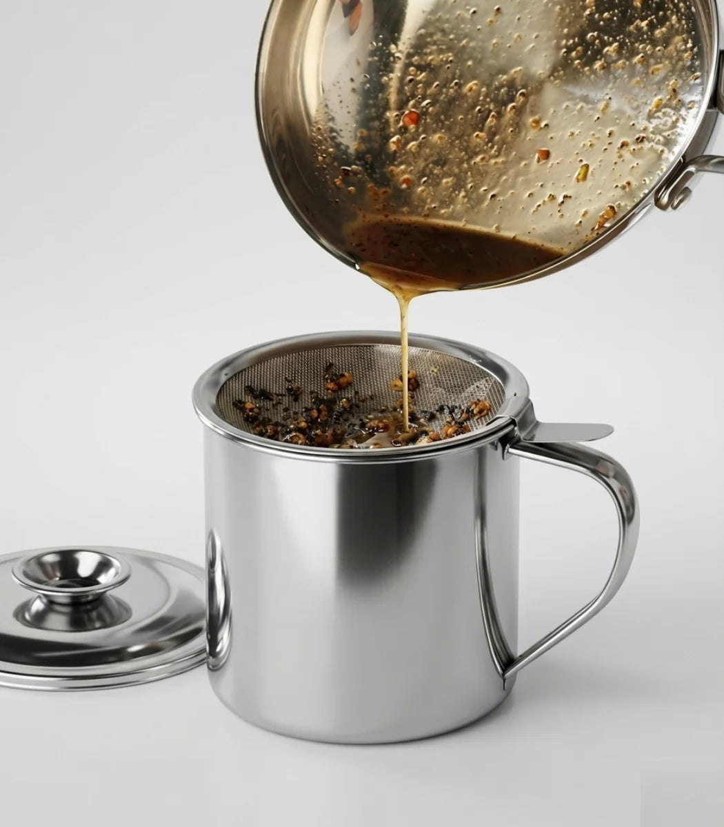 Stainless Steel Oil Pot with Strainer and Frying Basket
