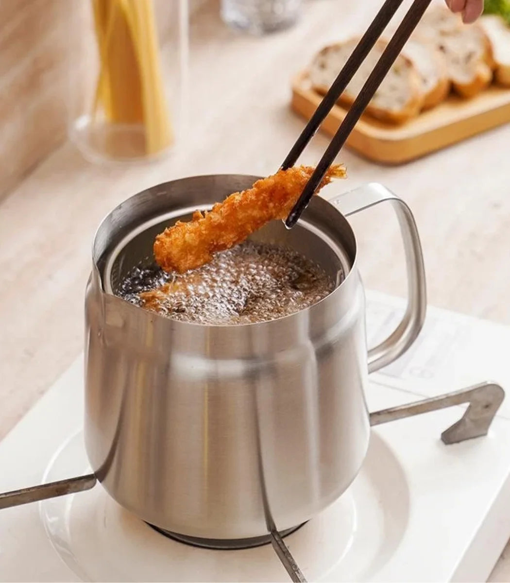 Stainless Steel Oil Pot with Strainer and Frying Basket