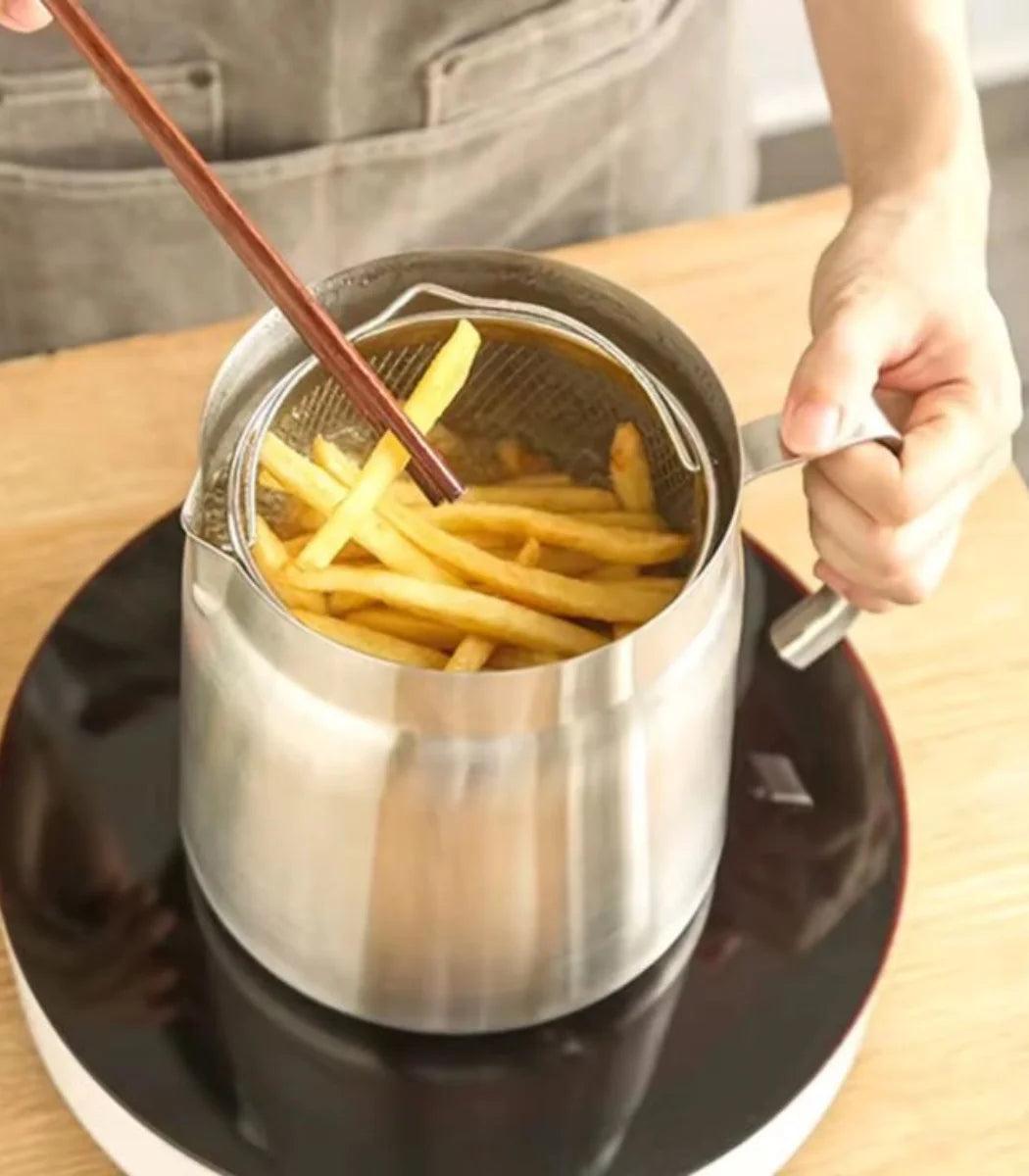 Stainless Steel Oil Pot with Strainer and Frying Basket